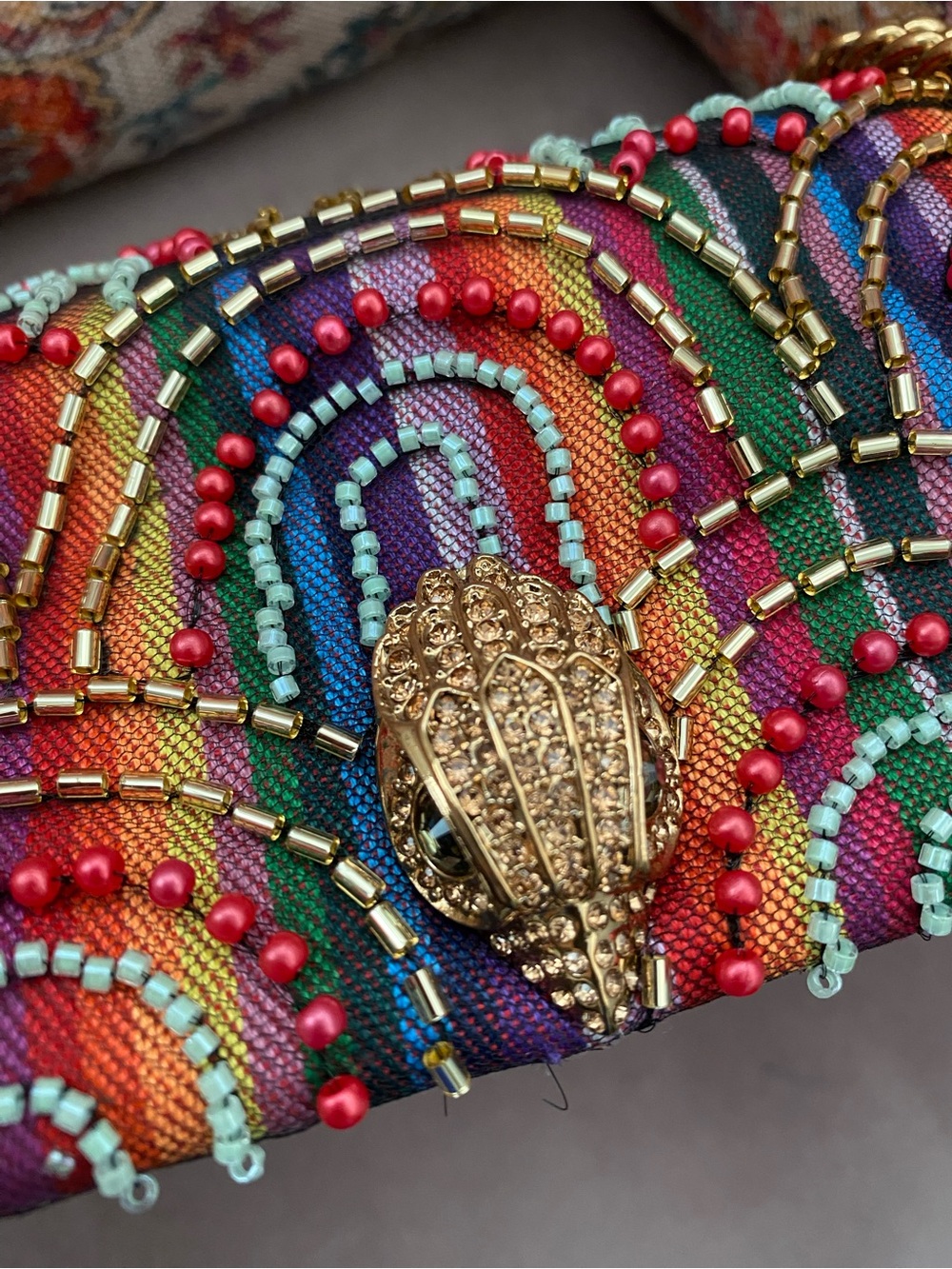 Kurt Geiger Multicolor Beaded Chain Shoulder Bag - Picture 7 of 9